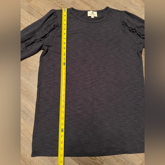 Navy Long Sleeve Ruffle Top - Picture 7 of 8